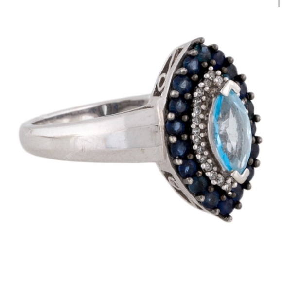 14K Topaz, Sapphire & Diamond Ring Size 7 - Picture 2 of 4